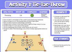 an activity sheet for teaching how to use tic - tac - show