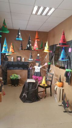 a room filled with lots of hats and decorations