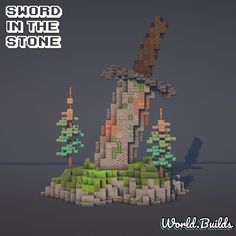 Sword in Stone in Minecraft Minecraft Statue/Medieval/Fantasy Hope you Enjoy! Minecraft Statue, Minecraft Mansion, Minecraft House Plans, Minecraft Farm, Minecraft Modern, Minecraft Medieval