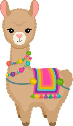 an alpaca wearing a colorful scarf and beads