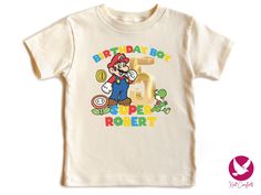 🎉 Level up your little one's birthday celebration with our Personalized Super Mario Birthday Shirt! 🌟 Perfect for Mario fans, this custom tee makes a fantastic birthday gift for boys. Choose from our adorable baby onesies to toddler T-shirts, ensuring the birthday boy shines at his party! 🎂👕 Customize it with his name and age to create a unique shirt that's as special as he is! 🥳 Great for family matching outfits, too--get the whole crew in on the fun! 🎮✨ Perfect for birthdays, playdates, and all your Mario adventures. Don't miss out--order now to bring a smile to your little Mario lover's face! 😊💖 Handmade items How to order: Please select size and color from drop down menus, select quantity If there is personalization box available(for certain listings) Add your personalization A Super Mario Birthday Shirt, Birthday Gift For Boys, Super Mario Birthday, Custom Birthday Gifts, Mario Birthday, Custom Tee, Gift For Boys, Birthday Gifts For Boys, Unique Shirt