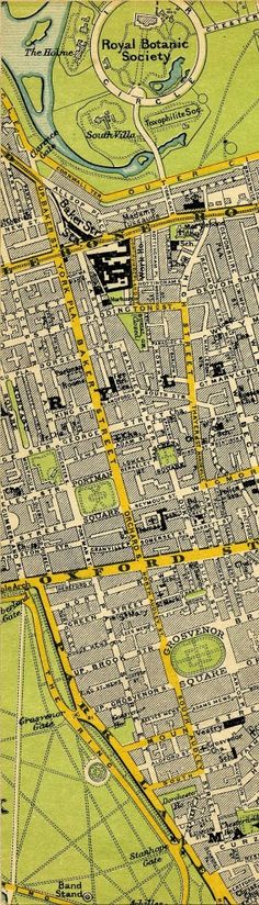 an old map of the city of new york, with roads and streets in yellow