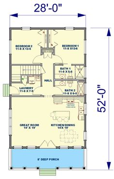 the floor plan for a two story house with lofts and an attached kitchen area