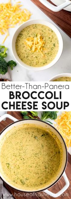 broccoli cheese soup in a white bowl