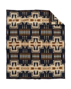 the pendleton blanket in blue and brown