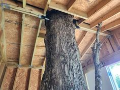 the inside of a tree house that is being built