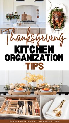 thanksgiving kitchen organization tips with text overlay