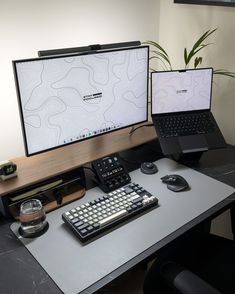 #setup Mini Office Design, Stay Focused Wallpaper, Focused Wallpaper, Clean Desk Setup, Gaming Laptop Setup, Best Pc Setup, Working Aesthetic, Trading Desk