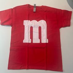 Red M&M T-Shirt. Perfect For Halloween Costume. Brand New, Never Worn. Youth L Elsa Shirt, Tie Dye Girl, Dinosaur Tee, Cow Shirt, Big Sister Shirt, Orange T Shirts, Sister Shirts, Tie Dye Shirt, Boys T Shirts