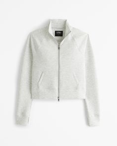 Women's YPB neoKNIT Mockneck Full-Zip | Women's Tops | Abercrombie.com Sporty Funnel Neck Track Jacket For Fall, Sporty Fall Track Jacket With Funnel Neck, Fitted Athleisure Track Jacket With Ribbed Cuffs, Functional Funnel Neck Tops For Fall, Sporty Midweight Half-zip Outerwear, Sporty Fitted Crew Neck Outerwear, Sporty Stretch Outerwear With Crew Neck, Functional Fall Tops With Funnel Neck, Sporty Funnel Neck Outerwear For Sports