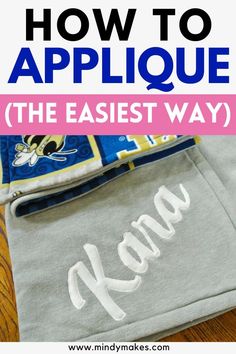 How to Sew Fabric Letters with Basic Sewing Skills Fabric Letters Applique, Applique Letters Tutorial, Name Applique Quilt, Apliques Sewing, Applique Work Design Ideas, How To Applique Letters On Fabric, Diy Applique By Hand, How To Embroider Applique, How To Sew Applique By Machine