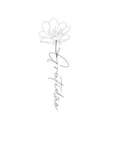 a black and white drawing of a flower with the word love written in cursive writing