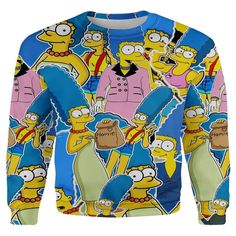 Get your product: Marge Simpson Women's Sweatshirt
1. PRODUCT INFORMATION:

Proudly printed in America
5.3 oz, unisex fit
Heavy cotton, classic midweight fabric
Material: 100% cotton | Dark Gray: 50% cotton:50% polyester | Light Gray: 90% cotton:10% polyester
Double-needle stitched neckline, bottom hem, and sleeves
Quarter-turned to eliminate center crease
7/8 inch collar
Tear-away label
Machine-wash safe
Copyrighted artwork
2. SIZE CHART:
3. RETURN:
We will gladly issue you a replacement item o Yellow Casual Sweatshirt With Cartoon Print, Casual Fleece Sweatshirt With Character Print, Cotton Cartoon Print Sweatshirt For Streetwear, Blue Cartoon Print Sweatshirt For Streetwear, Cotton Cartoon Print Sweater With Relaxed Fit, Cartoon Print Fleece Tops For Streetwear, Streetwear Fleece Top With Cartoon Print, Casual Sweatshirt With Character Print, Crew Neck, Casual Crew Neck Sweatshirt With Character Print