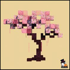 a tree made out of pink and purple squares