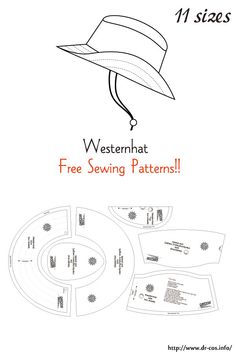 the western hat sewing pattern is shown with instructions for how to sew it and how to