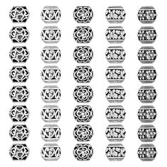 a set of nine ornamental designs in black and white, each with an intricate design