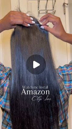 Court 🤍 on Instagram: "My first time wearing hair from Amazon and babeeee idk why I was sleep on their hair!! It came with seven pieces and you only need one pack. Do y’all see how full and soft these are? 😍  I have in: One pack seamless 20”  Jet black 150g Brand: Wennalife  Wash the clip-ins for a better installation.  I also curled them with the Chi spin n curl. This is perfect for people that can’t curl properly. Now go runnn to my storefront lol.   ✨Both linked under “clip-ins and “hair essentials” on my Amazon storefront✨  #amazonfinds #amazonmusthaves #hairextensions #amazonhair #amazoninfluencer #amazonprime #clipinsfornaturalhair #clipinextensions #seamlessclipins #clipinsforblackgirls" Hairstyle Clip In Hair, How To Put In Hair Extensions Clip In, Side Part Clip Ins, Clip In Extension Placement, Silk Press With Clip Ins, Half Up Half Down Clip Ins, 4c Clip In Hairstyles, Clip In Hairstyles For Black Women, Clip In Hair Extensions For Black Women