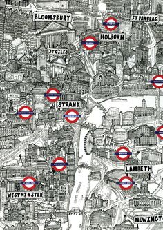 a black and white map with lots of london on it