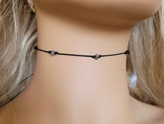 "Rainbow Dragon Vein 4mm gemstones thin black cord choker necklace, this dainty choker is WATERPROOF so you can wear it in the shower or at the beach, and it is adjustable, and one size fits all, when it all the way tightened is 9\" -inch and can open up to 28\" -inches, so it can be a choker or slide the macrame knot out to be a necklace to the length you desire. The beads are all different colors as you see in picture with the dish of beads, I do try to make sure that  you get all different color beads. Love chokers? Check out my choker section ~ http://etsy.me/2Fzrwhu 💜Visit my store for more Awesome Finds💜 https://www.etsy.com/shop/DJsWrapBracelets" Rainbow Dragon, Knot Out, Cord Choker, Trendy Chokers, Gemstone Choker, Red String Bracelet, Dainty Choker, Boho Choker, Macrame Knot