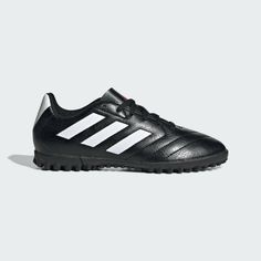 the adidas soccer shoe in black and white