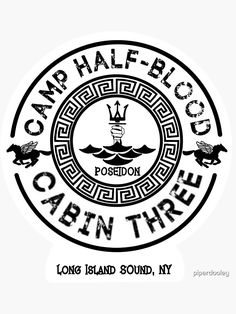 the camp half - circle logo is shown in black and white on a white background