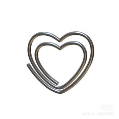 three metal heart shaped objects on a white background