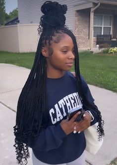 Braids W Curly Ends, Medium Braids, Small Knotless, Curled Ends, Hairstyles For Teens