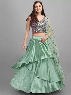 Heavy Party Wear Designer Pista American Satin Layered Lehenga Choli with Sequence Blouse and Dupatta, Item code: KTAB491, Price: 55.99 USD, Fabric: Satin, Occasion : Ceremonial, Wedding & Party Wear, Stitching: Custom Stitch, Semi Stitched, Color: Pista, Gender: Women. Belt Lehenga, Modern Lehenga, Plain Lehenga, Pista Green Colour, Satin Lehenga, Sequins Blouse, Sequence Blouse, Sequence Embroidery