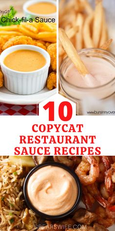 the top ten copycat restaurant sauces for chicken wings, shrimp sticks and rice