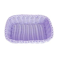 a purple wicker tray on a white background