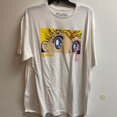 Sailor Moon, Graphic T-Shirt, Representing, Her Eyes, Top Portion Of Her Head. The Graphic T-Shirt Is Labeled Sailor Moon And Is 100% Cotton Brand New With Tags. Xxl With An Athletic Fit Brand New With Tags Sailor Moon Shirt, England Shirt, Blue And White Shorts, Moon Graphic, Striped Sleeveless Top, Black Short Sleeve Shirt, Nfl Outfits, Moon Shirt, Club Sweatshirts