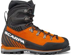 an orange and black boot with the word scarra on it