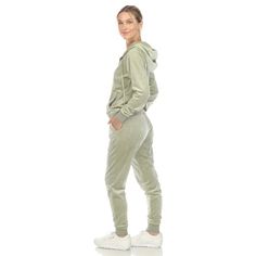 Our 2 Piece Velour Tracksuit Set, the perfect combination of style and comfort for any casual occasion. This set includes a stylish jacket with a hoodie and full front zip, as well as coordinating jogger pants that are ankle-length with cuffed hems. Crafted from high-quality velour fabric, offering a soft and luxurious feel against your skin. The velour material not only looks stylish but also ensures supreme comfort. Fitted Tracksuit With Drawstring Hood For Loungewear, Fitted Hoodie With Pockets For Loungewear, Fitted Tracksuit For Loungewear, Sweatsuit Outfits, Stylish Loungewear, Velour Tracksuit, Exercise Gym, Hoodie And Sweatpants, Velour Fabric