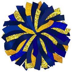 a blue and gold cheerleader's pom - pom with glitters