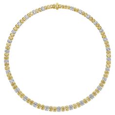 Gorgeous necklace comprised of 84 Oval Yellow and White Diamonds weighing a total of 42.40 Carats. 55 Yellow Diamonds and 29 White Diamonds. Measures 16 inches. Set in 18 Karat Gold. Alexis Bittar Jewelry, Yellow Diamonds, Expensive Jewelry, Girl Jewelry, Alexis Bittar, All That Glitters, Yellow Diamond, Gorgeous Necklaces, Oval Diamond