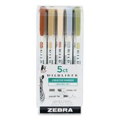 zebra soft tip markers set of 5