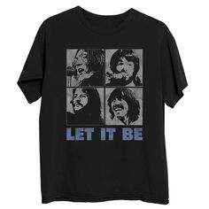 the rolling stones let it be t - shirt in black with blue and grey images