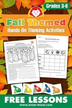 fall themed hands - on thinking activities for kids to practice their language skills and writing