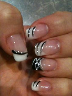 Nail Airbrush, Black And White Nail, Black And White Nail Art, White Nail, Acrylic Nail Art, Gel Nail Designs