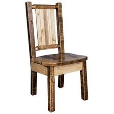 a wooden chair made out of pallet wood