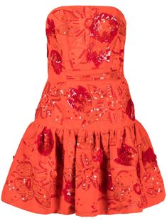 Find OSCAR DE LA RENTA Sequin-embellished Silk Dress on Editorialist. tangerine orange silk sequin embellishment strapless concealed rear zip fastening fitted waistline A-line skirt straight hem thigh-length Skirt Straight, Looks Party, Tangerine Orange, Dress Orange, Hoco Dresses, Orange Dress, Fancy Dresses, 15 Dresses, A Line Skirt