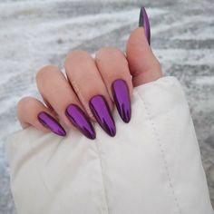 Purple Mirror Nails, Purple Ombre Nails, Squoval Nails, Grunge Nails, Stiletto Nails Designs, Makijaż Smokey Eye, Cute Gel Nails, Oval Nails