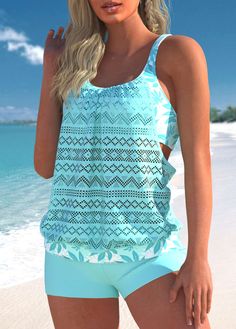 ROTITA Lace Patchwork Cutout Cyan Tankini Set summer swimsuits bikini, brazillian bikini bottoms, mermaid bikini swimsuits #bikiniswimwear #bikinifitness #startabusiness Striped Tankini, Printed Tankini, Swimwear Tankini, Two Piece Swimwear, Tankini Set, Swimsuit Set, Plus Size Swimsuits, Swimwear Outfit, Tankini Top