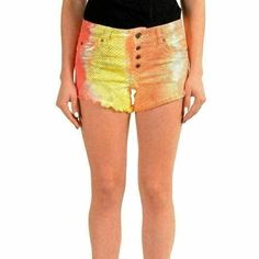 Just Cavalli Multi-Color Denim Women's Casual Shorts Us 4 It 26 Country/Region Of Manufacture: Italy Retail Value: $410.00 This Is Authentic Just Cavalli Multi-Color Denim Women's Casual Shorts Sku: Bb-863 Model: S04mu0045 N31212 256s Material: 98% Cotton 2% Spandex Measured Waist: 28" Full Length: 9" High-waisted Yellow Denim Jean Shorts, Yellow High Waist Cotton Jean Shorts, High Waist Yellow Denim Jean Shorts, Trendy Multicolor Jean Shorts For Summer, Trendy Multicolor Jean Shorts For Spring, High Waist Yellow Jean Shorts For Spring, Yellow Cotton Jean Shorts With Pockets, Orange Denim Bottoms For Spring, Trendy Multicolor Shorts