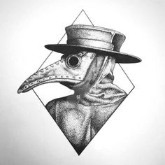 a black and white drawing of a plague bird wearing a top hat with the words, you don't scare me