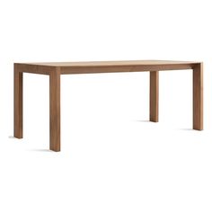 a wooden table with two legs and a long rectangular top, against a white background