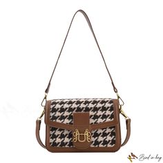 Bird in Bag - New tweed square wide shoulder strap small square bag popular fashion retro single shoulder crossbody bag Retro Square Baguette Bag, Rectangular Houndstooth Shoulder Bag For Daily Use, Trendy Brown Square Box Bag, Retro Rectangular Satchel For Fall, Fall Rectangular Satchel With Single Shoulder Strap, Trendy Brown Square Satchel, Brown Square Satchel With Single Shoulder Strap, Trendy Square Shoulder Bag For Fall, Retro Brown Rectangular Baguette Bag