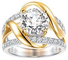 two tone gold and white diamond ring