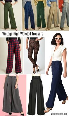 Vintage high waisted trousers & pants - 1930s, 1940s, 1950s, 1960s, 1970s Cabelo Pin Up, Below The Knee Dresses, Retro Pants, Sailor Pants, Look Retro, Vintage Trousers, Sonakshi Sinha, Vintage Inspired Fashion, 40s Fashion