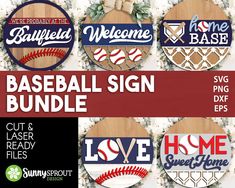 the baseball sign bundle includes six different signs